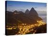 The Pitons and Soufriere at Night, St. Lucia, Windward Islands, West Indies, Caribbean-Donald Nausbaum-Stretched Canvas