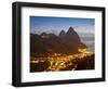 The Pitons and Soufriere at Night, St. Lucia, Windward Islands, West Indies, Caribbean-Donald Nausbaum-Framed Photographic Print