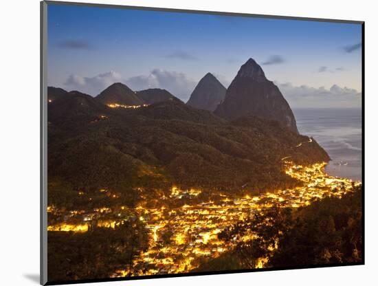 The Pitons and Soufriere at Night, St. Lucia, Windward Islands, West Indies, Caribbean-Donald Nausbaum-Mounted Photographic Print