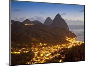 The Pitons and Soufriere at Night, St. Lucia, Windward Islands, West Indies, Caribbean-Donald Nausbaum-Mounted Photographic Print