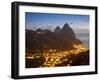 The Pitons and Soufriere at Night, St. Lucia, Windward Islands, West Indies, Caribbean-Donald Nausbaum-Framed Photographic Print