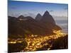 The Pitons and Soufriere at Night, St. Lucia, Windward Islands, West Indies, Caribbean-Donald Nausbaum-Mounted Photographic Print