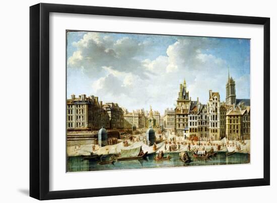 The Place De Grève in Paris, 1746-Nicolas Jean Baptiste Raguenet-Framed Premium Giclee Print