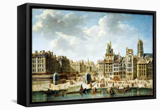 The Place De Grève in Paris, 1746-Nicolas Jean Baptiste Raguenet-Framed Stretched Canvas