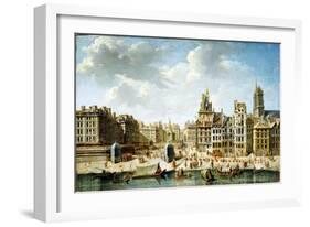 The Place De Grève in Paris, 1746-Nicolas Jean Baptiste Raguenet-Framed Giclee Print