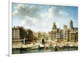 The Place De Grève in Paris, 1746-Nicolas Jean Baptiste Raguenet-Framed Giclee Print