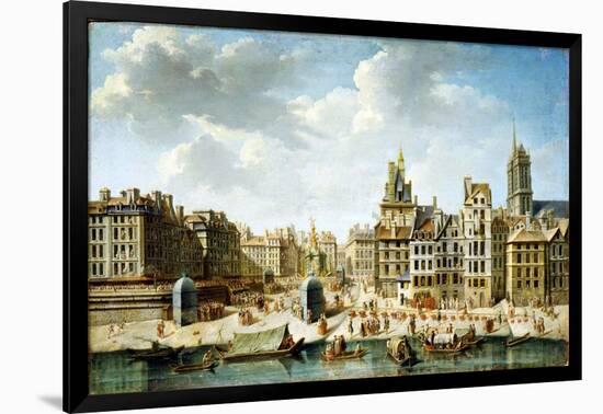 The Place De Grève in Paris, 1746-Nicolas Jean Baptiste Raguenet-Framed Giclee Print