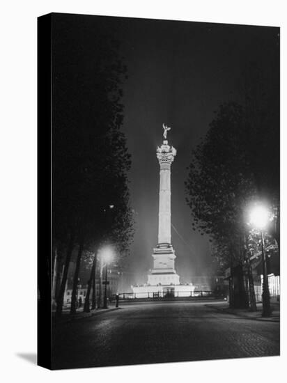 The Place De La Bastille Shimmering with Light During the Night-Ralph Morse-Stretched Canvas