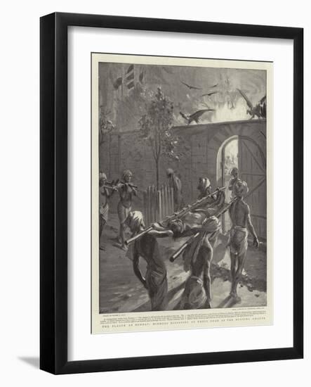 The Plague at Bombay, Hindoos Disposing of their Dead at the Burning Ghauts-Sydney Prior Hall-Framed Giclee Print