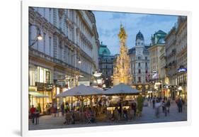 The Plague Column, Graben Street at Night, Vienna, Austria-Peter Adams-Framed Photographic Print