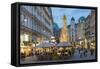 The Plague Column, Graben Street at Night, Vienna, Austria-Peter Adams-Framed Stretched Canvas