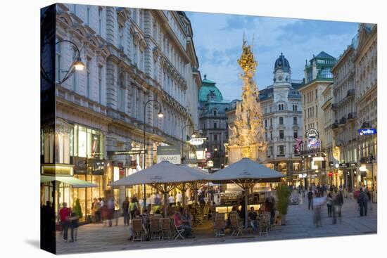 The Plague Column, Graben Street at Night, Vienna, Austria-Peter Adams-Stretched Canvas