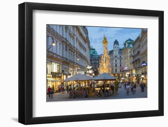 The Plague Column, Graben Street at Night, Vienna, Austria-Peter Adams-Framed Photographic Print