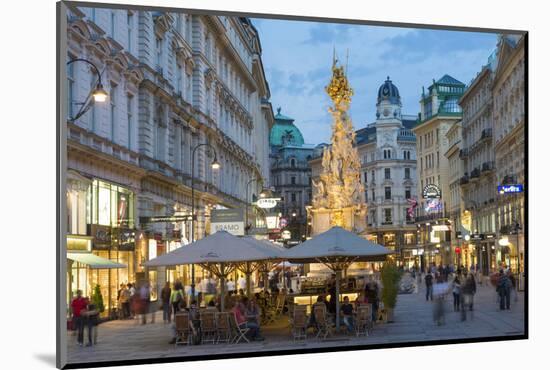 The Plague Column, Graben Street at Night, Vienna, Austria-Peter Adams-Mounted Photographic Print