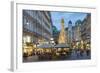 The Plague Column, Graben Street at Night, Vienna, Austria-Peter Adams-Framed Photographic Print