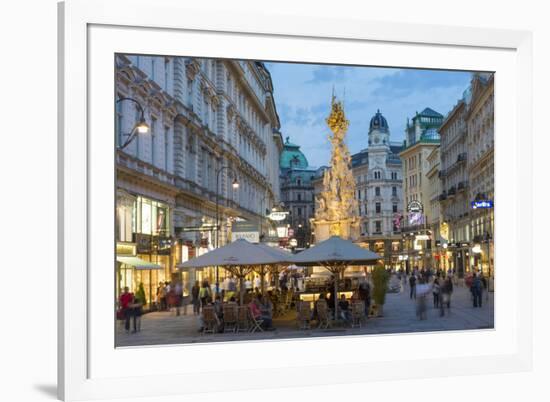 The Plague Column, Graben Street at Night, Vienna, Austria-Peter Adams-Framed Photographic Print