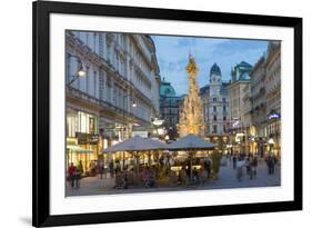 The Plague Column, Graben Street at Night, Vienna, Austria-Peter Adams-Framed Photographic Print