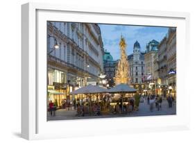 The Plague Column, Graben Street at Night, Vienna, Austria-Peter Adams-Framed Photographic Print