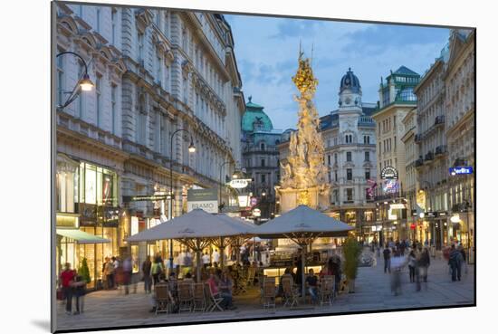 The Plague Column, Graben Street at Night, Vienna, Austria-Peter Adams-Mounted Photographic Print