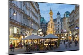 The Plague Column, Graben Street at Night, Vienna, Austria-Peter Adams-Mounted Photographic Print