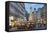 The Plague Column, Graben Street at Night, Vienna, Austria-Peter Adams-Framed Stretched Canvas