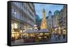 The Plague Column, Graben Street at Night, Vienna, Austria-Peter Adams-Framed Stretched Canvas