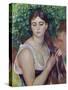 The Plait (La Natte), about 1886-87-Pierre-Auguste Renoir-Stretched Canvas