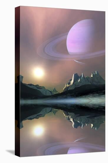 The Planet Saturn Lights Up the Sky of One of its Moons Called Titan-null-Stretched Canvas