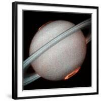 The Planet Saturn, North and South Poles Ablaze, Taken by the Hubble Space Telescope-null-Framed Photographic Print