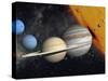 The Planets and Larger Moons to Scale with the Sun-Stocktrek Images-Stretched Canvas