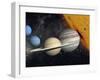 The Planets and Larger Moons to Scale with the Sun-Stocktrek Images-Framed Photographic Print