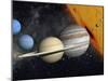 The Planets and Larger Moons to Scale with the Sun-Stocktrek Images-Mounted Photographic Print