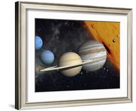 The Planets and Larger Moons to Scale with the Sun-Stocktrek Images-Framed Photographic Print