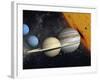 The Planets and Larger Moons to Scale with the Sun-Stocktrek Images-Framed Photographic Print