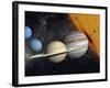 The Planets and Larger Moons to Scale with the Sun-Stocktrek Images-Framed Photographic Print