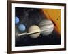 The Planets and Larger Moons to Scale with the Sun-Stocktrek Images-Framed Photographic Print