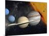 The Planets and Larger Moons to Scale with the Sun-Stocktrek Images-Mounted Photographic Print