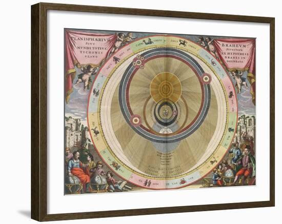 The Planisphere of Brahe, Harmonia Macrocosmica, 1660-Science Source-Framed Giclee Print