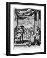 The Play Scene, from "Hamlet" by William Shakespeare (1564-1616)By Hubert Gravelot (1699-1773)-Francis Hayman-Framed Giclee Print