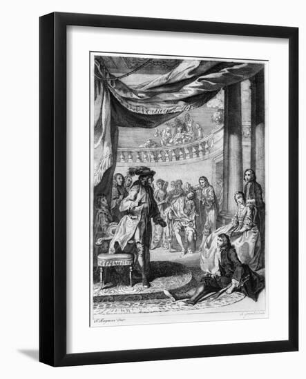 The Play Scene, from "Hamlet" by William Shakespeare (1564-1616)By Hubert Gravelot (1699-1773)-Francis Hayman-Framed Giclee Print