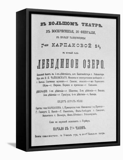 The Playbill for the First Performance of the Ballet Swan Lake at the Bolshoi Theatre, 1877-null-Framed Stretched Canvas