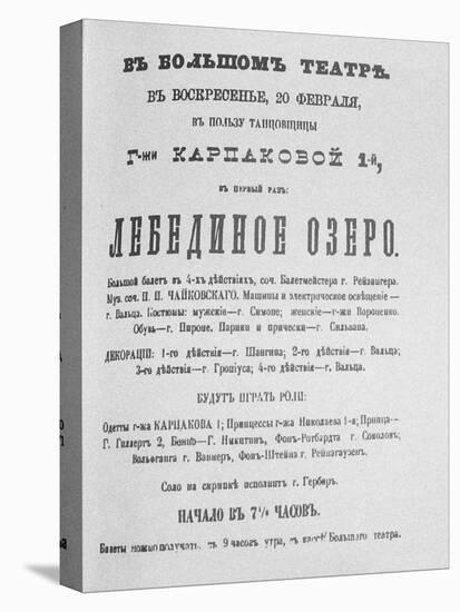 The Playbill for the First Performance of the Ballet Swan Lake at the Bolshoi Theatre, 1877-null-Stretched Canvas