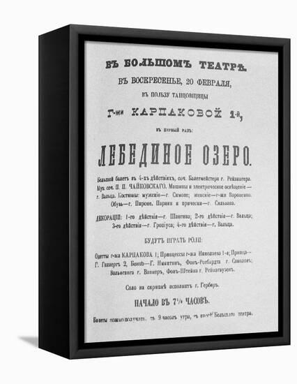 The Playbill for the First Performance of the Ballet Swan Lake at the Bolshoi Theatre, 1877-null-Framed Stretched Canvas