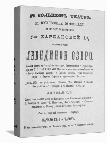 The Playbill for the First Performance of the Ballet Swan Lake at the Bolshoi Theatre, 1877-null-Stretched Canvas