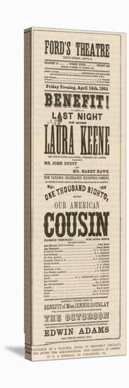 The Playbill Found in President Abraham Lincoln's Box after His Assassination by John Wilkes Booth-null-Stretched Canvas