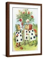 The Playing Cards Painting the Rose Bush, Illustration from Alice in Wonderland by Lewis Carroll-John Tenniel-Framed Giclee Print