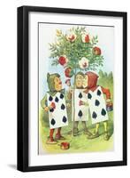 The Playing Cards Painting the Rose Bush, Illustration from Alice in Wonderland by Lewis Carroll-John Tenniel-Framed Giclee Print