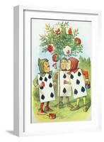 The Playing Cards Painting the Rose Bush, Illustration from Alice in Wonderland by Lewis Carroll-John Tenniel-Framed Giclee Print