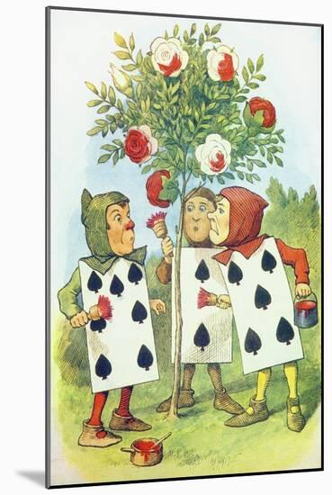 The Playing Cards Painting the Rose Bush, Illustration from Alice in Wonderland by Lewis Carroll-John Tenniel-Mounted Giclee Print
