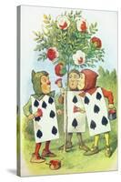 The Playing Cards Painting the Rose Bush, Illustration from Alice in Wonderland by Lewis Carroll-John Tenniel-Stretched Canvas